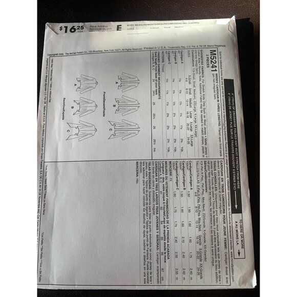 The McCall's Misses Cardigans M5241 Sz Lg-XXlL - Uncut - Picture 5 of 9